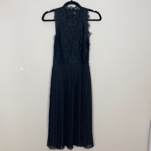 NEW H&M Divided Black Lace Top Pleated Midi Dress - Picture 3 of 7
